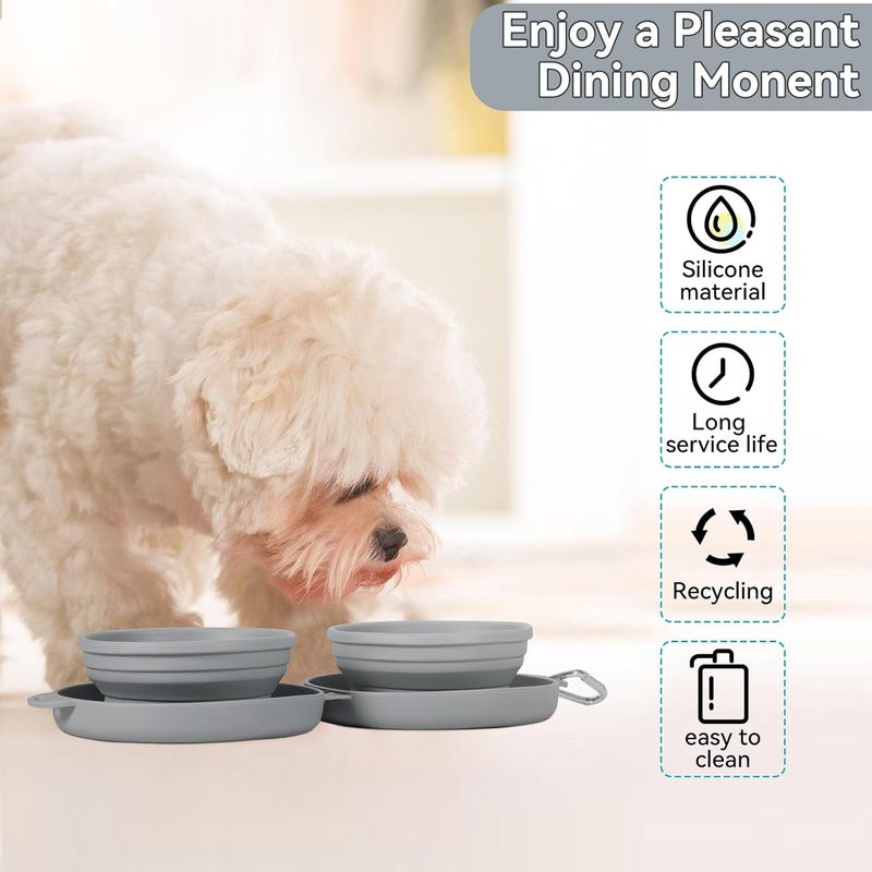 PNEUICALLY Collapsible Dog Water Bowl 2 in 1 Foldable Pet Food and Water Bowl Portable Cats Dishes with Carabiner Clip for Traveling Hiking Camping Walking (Grey) - Image 5